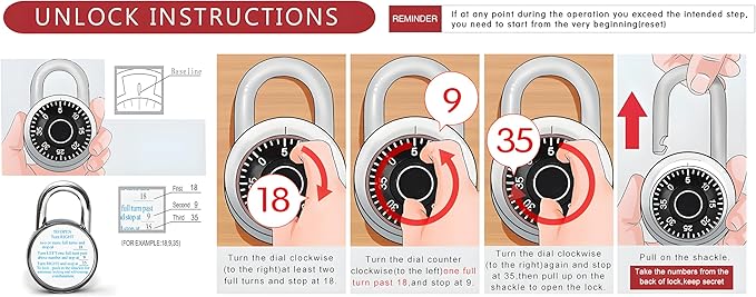 Combination Padlocks with Metal Body, Indoor Use for Gym Lockers & School Locker, ‌Black, 8-Pack