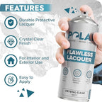 Polar Clear Matte Flawless Lacquer Spray - 4 x 13.5 Fl Oz - Clear Coat Spray Paint - Non-Yellowing & Scratch Resistant - Interior & Exterior Surfaces for Wood, Metal, Plastics, Glass & Ceramics