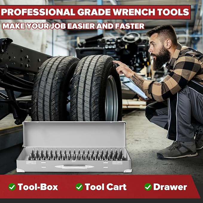 80PCS Modular Wrench Organizer Wrench Holder - Wrench Tool Organizers for Tool Drawer Storage, Wrench Storage Set with Metric & SAE Label, Rack Tool Gift for Professional Mechanics Men, Black