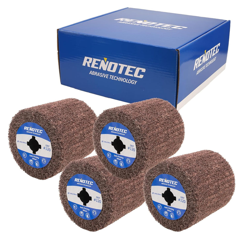 4" Non-Woven Wheel, Pack of 4, 100x100mm, Medium Grit 120, A/O, for Polishing Burnishing Machine