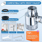 CECEFIN Water-Filter for Sink-Faucet Extender-Aerator - 9pcs Cartridges Reduce Chlorine for Bathroom/Kitchen Skin Face Eye Wash,Brass Faucet Mount Purifier System,1080°Rotating 2-Mode Swivel Aerator