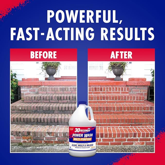 30 SECONDS Pressure Washer Concentrated Cleaner – Power Cleans Stains from Algae, Mold & Mildew, Dirt, Grime – Makes up to 20 Gallons, 2 PACK
