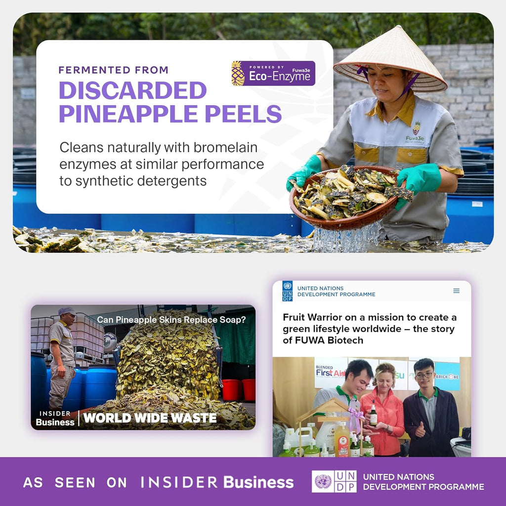 Fuwa3e Pineapple Enzyme Natural All Purpose Cleaner Spray Serene Holy Basil & Peppermint - 16.9oz 3 Pack - Multi Surface Cleaner 99% Plant Based Cleaner from Discarded Pineapple Peels