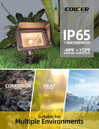 COLOER Brass Rectangular Flood Lights 12-Pack Without Blub, 12V Low Voltage Landscape Floodlights for Outside, Outdoor Wall Lights Illuminating Signs, Walls and Plant Material