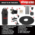 Shop-Vac 9522205 5 Gallon 5.5 Peak HP Hangup Wet/Dry Vacuum, 1.25 Inch Diameter x 18 Foot Hose, 6 Foot Cord, Wall Mount Included, Ideal for Garage, Workshop & Home