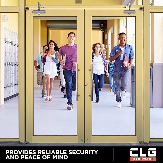 CLG HARDWARE DC6003 Medium Duty Commercial Door Closer - Surface Mounted, Automatic Door Closer, Cast Aluminum - UL 3 Hour Fire Rated, Size 3 for Residential & Light Commercial Doors - US26D Aluminum