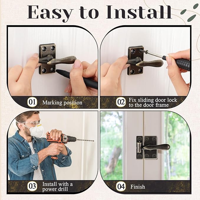 Hicarer 4 Pack Casement Window Lock 1-7/8 Inch Zinc Alloy Window Sash Lock Latch Replacement for Home Casement Windows (Bronze)