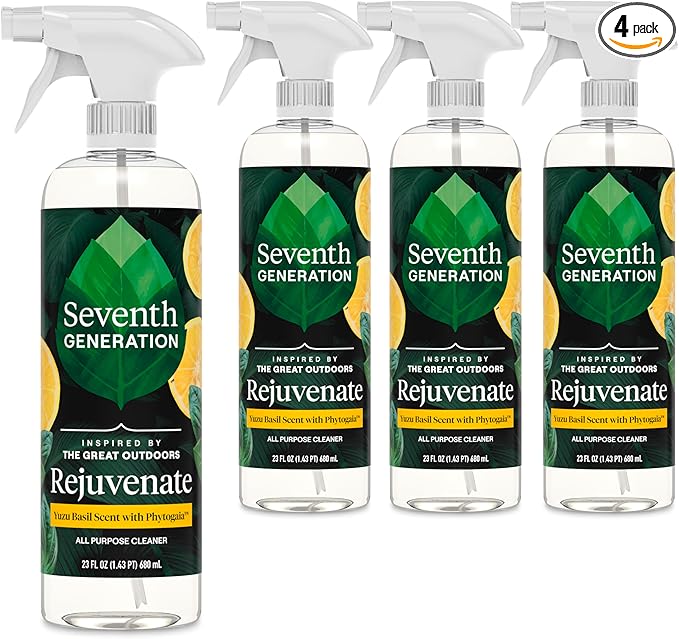 Seventh Generation All Purpose Cleaner Rejuvenating Yuzu Basil, For All Surfaces, 23 fl oz, Pack of 4