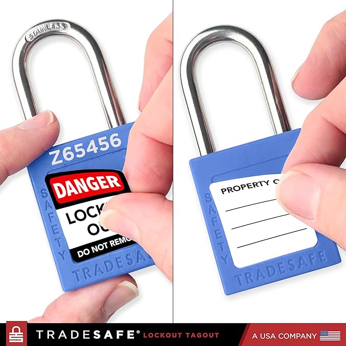 TRADESAFE Lockout Tagout Locks Set - 10 Blue Keyed Alike Padlocks, 2 Keys Per Lock, OSHA Compliant Loto Locks