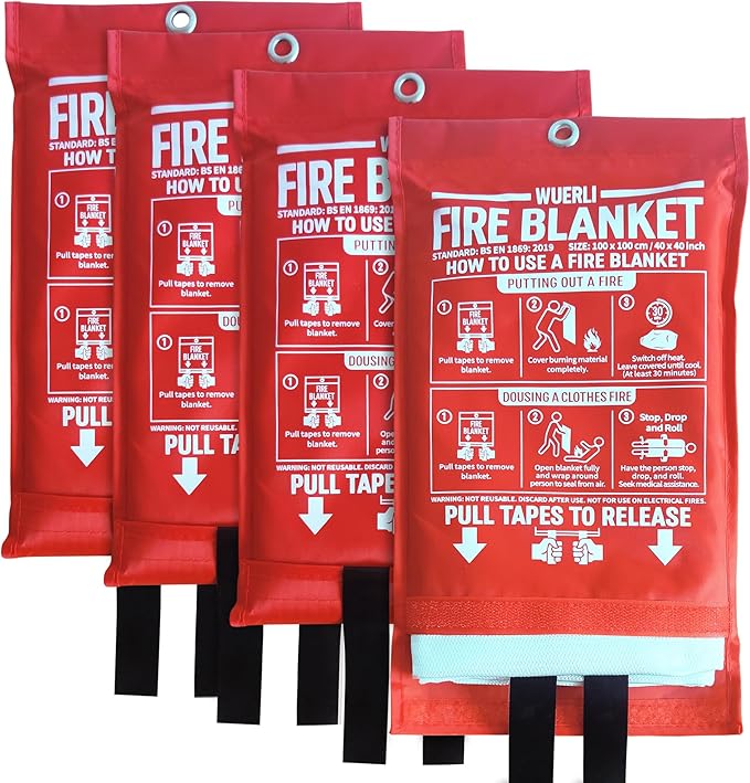 Fire Blanket for Home and Kitchen,40" x 40",4 Pack,Emergency Fire Blanket