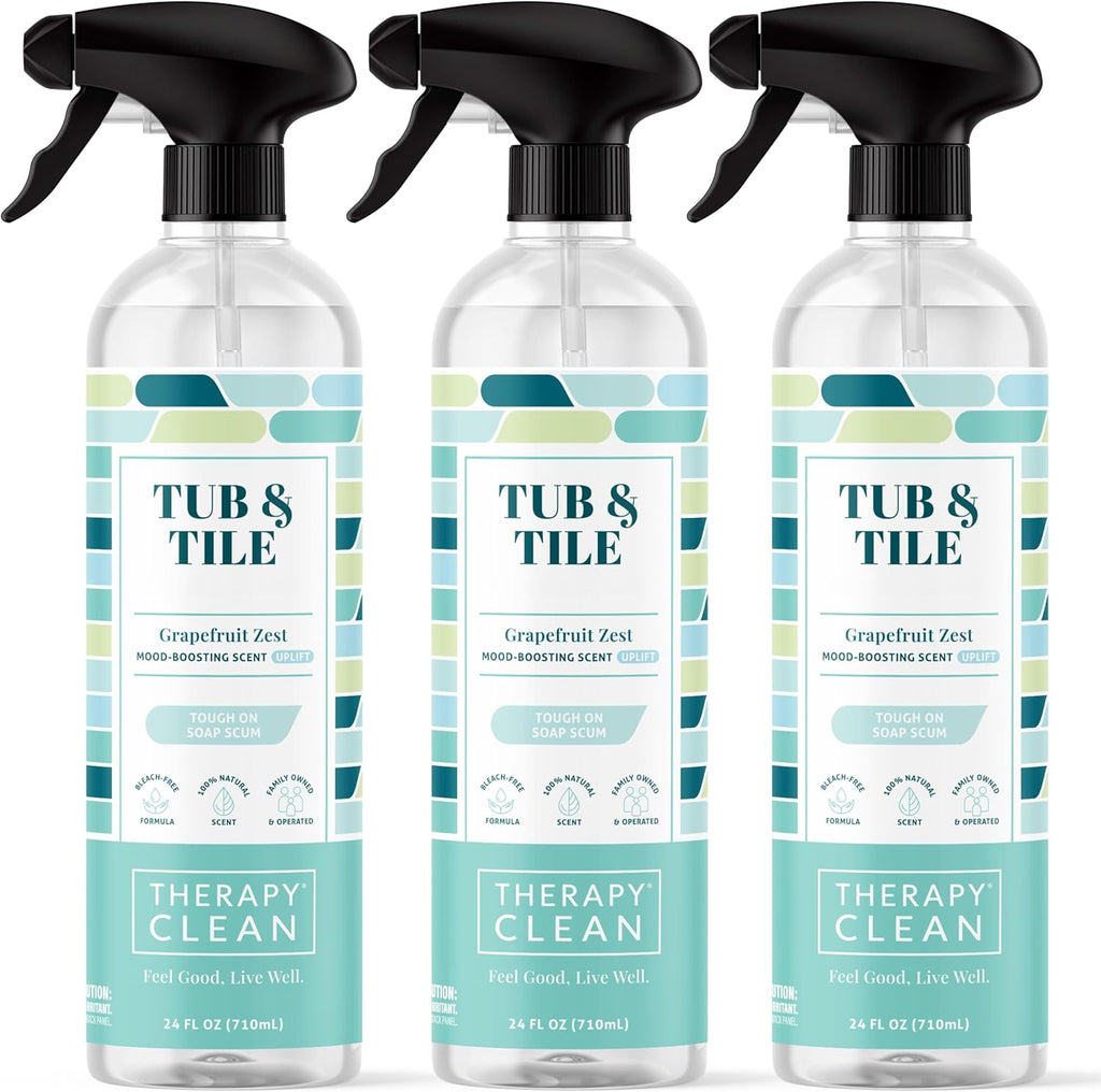 Therapy Bathroom Cleaner Spray 24 fl oz. (3-Pack) - Daily Shower Cleaner for Soap Scum, Hard Water Stains – Non-Toxic, Bleach-Free, Foaming Formula for Grout, Tile, Tubs, Glass and Bathroom