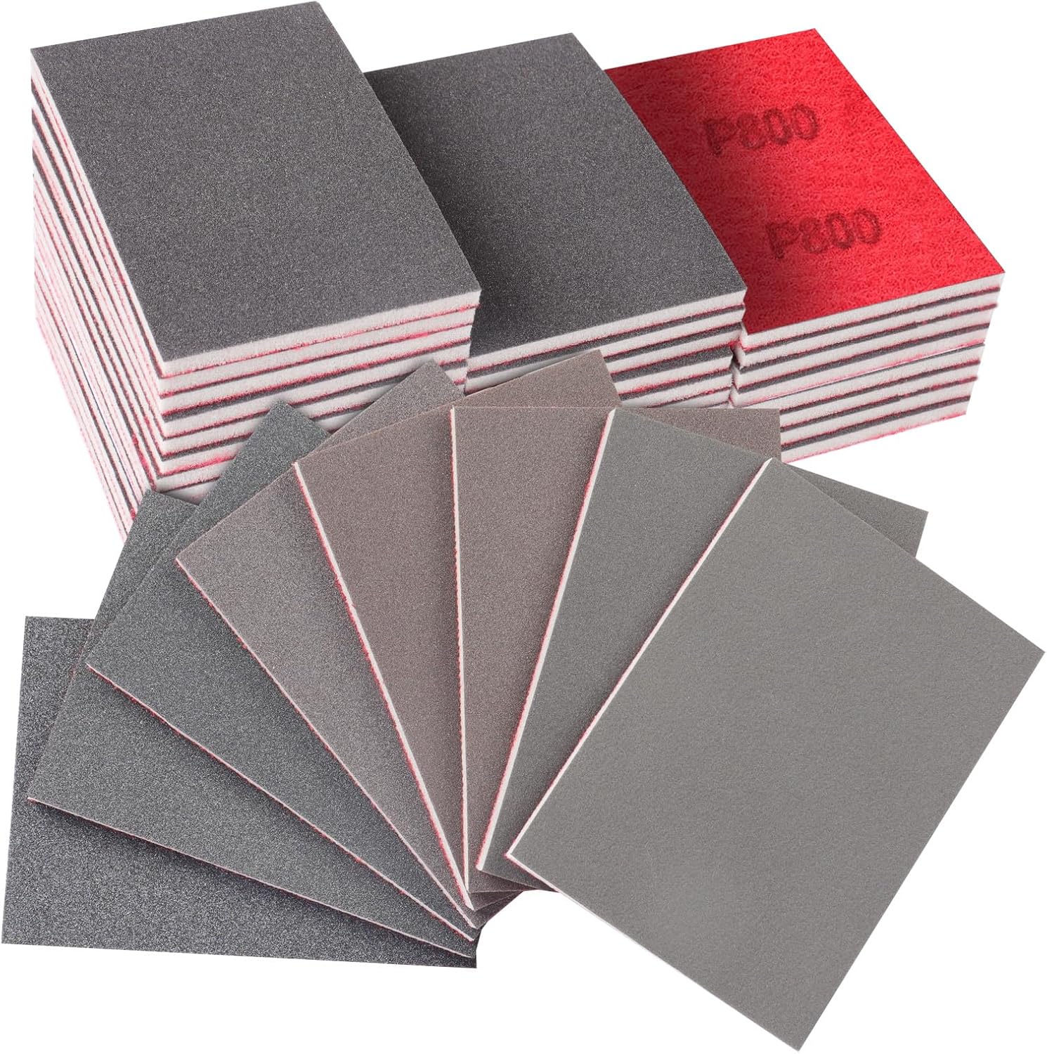 32PCS Sanding Sponge Kit, 180-3000 Grit Hook & Loop Wet Dry Sanding Sponges for Wood, Metal, Auto Body - Foam Sanding Pads for Furniture, Crafts, Drywall, and Model Polishing