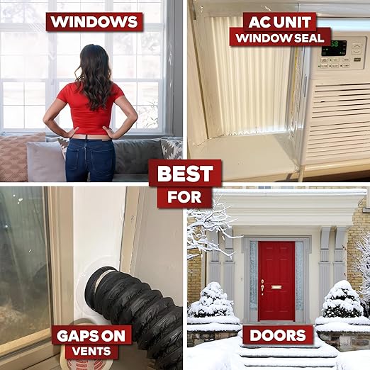 XFasten Window Sealing Tape for Winter 3” x 30 Yards RV Window Stripping for Winter | Heavy-Duty Transparent Weather Sealing Tape for Plastic Window Coverings for Winter, Residue-Free Weather Tape