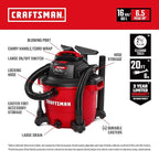 CRAFTSMAN CMXEVBE18595 16 Gallon 6.5 Peak HP Wet/Dry Shop Vac, Heavy-Duty Shop Vacuum Wet and Dry with Filter, 4 Dust Bags, Hose and Attachments for Home Projects & Renovations