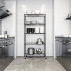 Seville Classics UltraDurable Heavy Duty NSF Solid Steel Wire Rack Storage Unit, Organizer for Garage, Warehouse, Office, Restaurant, Classroom, Kitchen, Black, 5-Tier Shelving, 36" W x 18" D