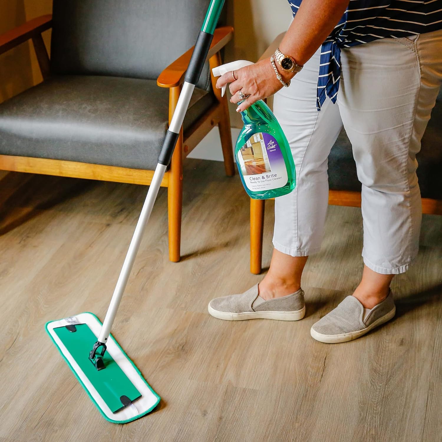 Don Aslett Clean & Brite Concentrate (1 Gallon) Floor Cleaner | Enhance Natural Shine of Hard Flooring | Safe Polish Restorer of Tile, Vinyl, Linoleum, Wood | Prevents Dulling and Damage of Surface