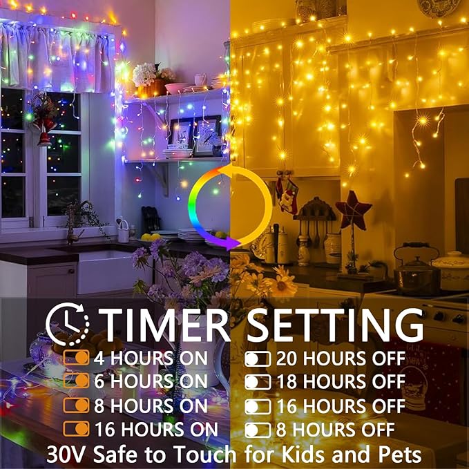 Christmas String Lights Outdoor - 131Ft/40M 1680 LED 8 Modes with Remote Control and App Waterproof Christmas Lights for Patio Yard Garden Wedding Party-Warm White to Multicolor