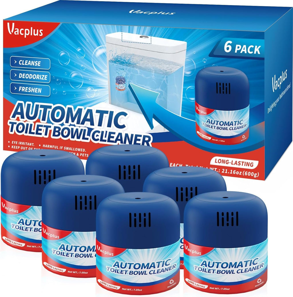 Vacplus Toilet Bowl Cleaners - 6 Pack, Automatic Long-Lasting Toilet Cleaner Bottles, Easy-to-Use & Powerful Cleaning