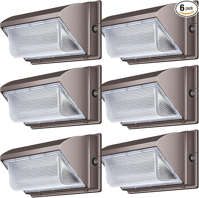 ledmo 120W LED Wall Pack Light, 15840LM Daylight Outdoor Security Lighting, Commercial and Industrial Outdoor Wall Pack Lights, 5000K IP65 Waterproof for Garage, Warehouse, Parking lot, Yard, 6 Pack