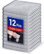12 PCS 3-Layer Non-Scratch Multipurpose Steel Wire Dishcloths - Reusable Quick-Dry Odor-Free Scrub Cloths for Dishes, Kitchen Cleaning Cloths for Cookware, Sinks, Stove Tops(9.84X9.84)