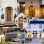 15" Black Outdoor Wall Lantern 2-Light, Outside Modern Wall Sconce Light Fixture, Industrial Porch Light Wall Mount with E12 Sockets, Waterproof Exterior Lamp Lighting, Brown