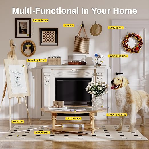 dosun Double-Sided Tape, 0.08Inch Thick Heavy Duty Enhanced Transparent Adhesion Tape. 2 Rolls Reusable Mounting Tape, Nano Tape for Poster Carpet Picture Hanging Strip Rug Wall Outdoor (20FT)