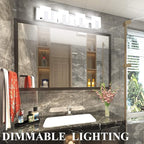 Aipsun 4 Lights Dimmable Modern LED Vanity Light for Bathroom Frosted White Acrylic Chrome Up and Down Bathroom Wall Light Fixtures Over Mirror(White Light 6000K)