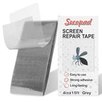 Grey Screen Repair Tape, 4" X 180" (15FT) Window Screen Door Repair Kit, Strong Adhesive Fiberglass Patch Tape Mesh
