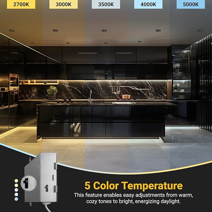 NUWATT | 16 Pack | Bronze 3 Inch Round Adjustable LED Ceiling Light Gimbal Recessed Lighting Dimmable Canless Light 5CCT 2700K | 3000K | 3500K | 4000K | 5000K 8W 600 Lumens IC-Rated Wet Rated 120V