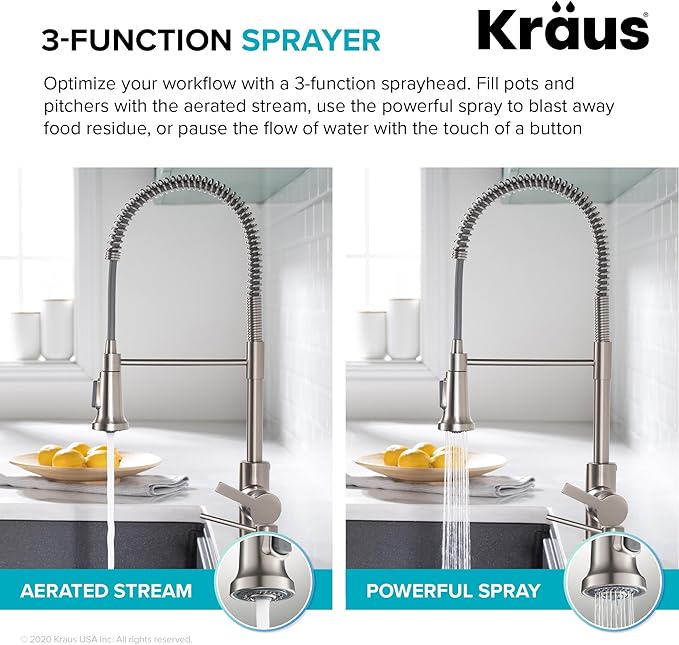 KRAUS Britt 2nd Gen Commercial Style Pull-Down Single Handle Kitchen Faucet in Brushed Brass, KPF-1691BB