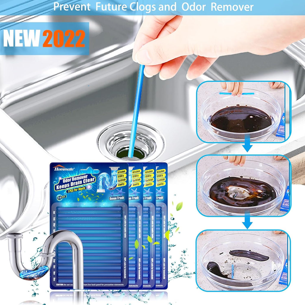 Drain Sticks Drain Cleaner Sticks Keeps Drains and Pipes Clear and Odor-free for Sink Pipe Cleaning Sticks for Drains As Seen On TV