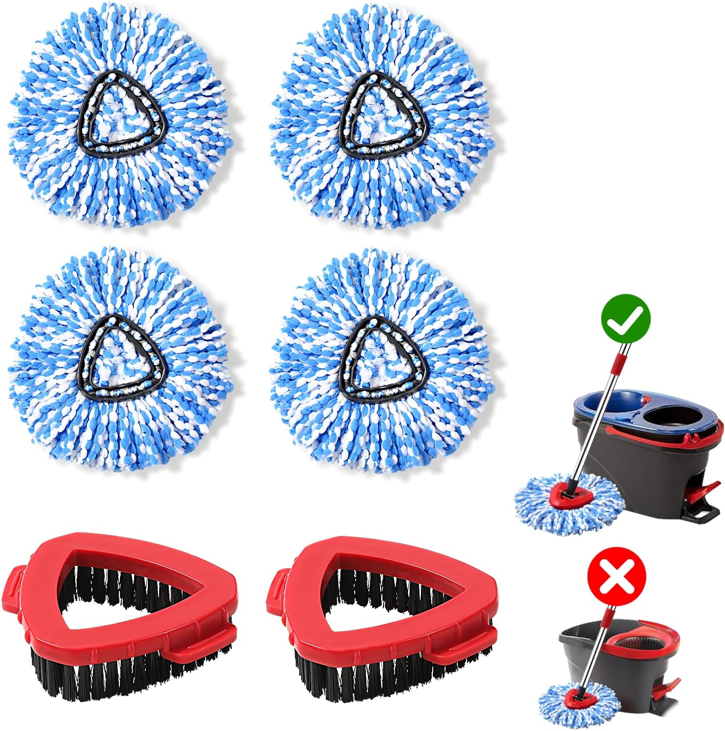 6 Pack Spin mop Replacement Head, Spin mop Scrub Brush,Microfiber Mop Refills, Easy to Replace,for Bathroom,Kitchen,Tub and Tile,Easy Cleaning,Suitable for Ocedar RinseClean 2-Tank System Spin Mop (G)
