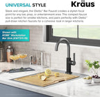 Kraus Oletto Single Handle Kitchen Bar Faucet in Matte Black/Spot Free Black Stainless Steel, Kitchen Sink Faucets, KPF-2822MBSFSB