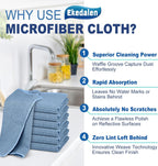 Microfiber Cleaning Cloth Waffle Weave for Dusting Absorbent Towel Quick Drying Dust Rags Household Kitchen, Lint Free Streak Free, 6 Pack,12 x 12 Inches, Blue