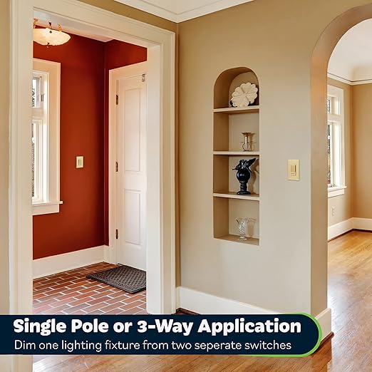 TOPGREENER Dimmer Switch with Light Adjustment Slider, Single Pole or 3 Way, 150W LED, 600W Incandescent/Halogen, 120V 60Hz, UL Listed, TGDMDS-120-GD, Gold