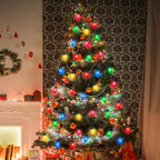 25 Pack C9 Clear Multicolor Replacement Bulbs, 7 Watts Night Light Bulbs, C9 Multicolored Ceramic Incandescent Bulb for Vintage Christmas Lights Outdoor Indoor Home Party Decor, E17 Candelabra Base