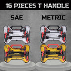 Lichamp 16 Pieces SAE and Metric T Handle Allen Wrench Set, 5/64-3/8 inch, 2-10mm, Ball Head, Standard Long Tee Handle Allen Hex Key Set, Heavy Duty Excellent