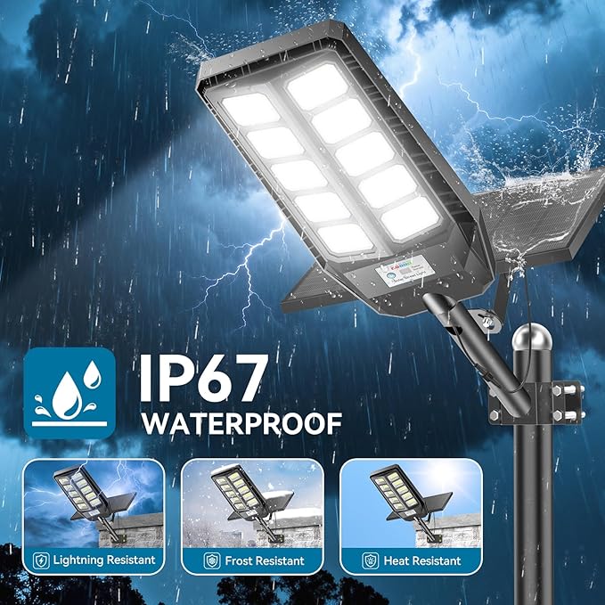 Solar Lights Outdoor Waterproof, 7000K Dusk to Dawn Solar Street Lights Outdoor Motion Sensor with Remote, LED Security Flood Light for Outside, Parking Lot, Yard, Garden, Garage, 2 Pack