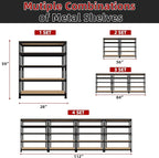 5-Shelf Heavy Duty Shelving - Adjustable Garage Storage Shelves, Metal Utility Storage Racks for Warehouse Pantry Basement Kitchen, Garage Organizers Shef Unit, Black, Packs of 4