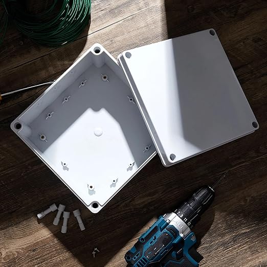 Kanayu Conduit Box Electrical 8'' x 8'' x 4'' Junction Box Plastic Dustproof Waterproof IP65 Gray White Protect Conduits and Fittings Universal Electrical Project Enclosure for Outdoor