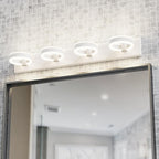 LED Bathroom Light Fixtures, 33inch White Vanity Lights, Modern 4 Light Acrylic Wall Sconces, 350° Rotatable Wall Lighting Fixture Over Mirror