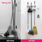 Berry Ave Broom Holder and Garden Tool Organizer Rake or Mop Handles Up to 1.25-Inches (White, 2pk)