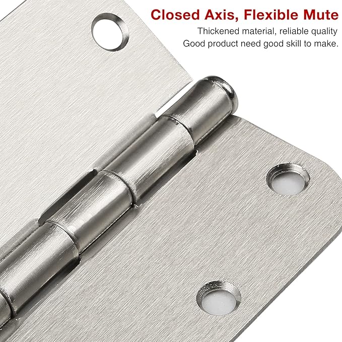 36 Pack Rounded Brushed Nickel Door Hinges 3.5 Inch x 3 ½" 5/8" Radius 3 1/2" Satin Hinge Flat Bifold Easy Install for Bed Room Pantry Clean Glass Glass French Interior Wood Doors,Table,Hardware