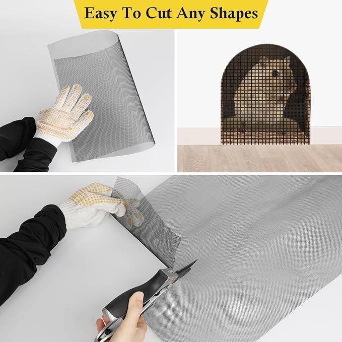 fowong 304 Stainless Steel Mesh Window Screen Roll Black 47IN x 10FT Metal Window Screen Replacement, Durable Wire Mesh for Door, Patio, Vent Cover, DIY, Easy to Cut and Install (20 x 22 Mesh)