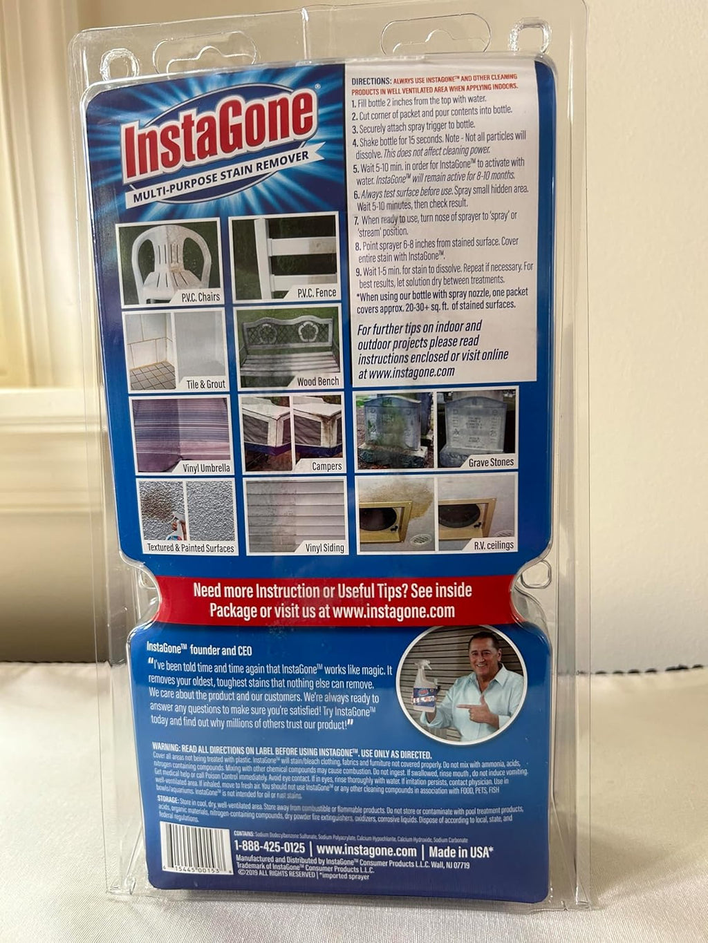 Stain Remover - TRIAL PACK (1 Pack + 24oz Spray Bottle) - Just Add Water - Indoor/Outdoor Ceiling, Wall, Bathroom, Roof, PVC Fence, Patio & More