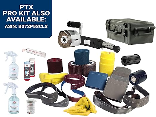 CS Unitec | PTX ECO Smart Basic Kit | Variable Speed Multi Purpose Buffer Polisher Machine | Grinder Tool Kit for Metal Finishing | Includes Abrasives & Compounds Up to No.4 Finish