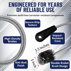 48" Flexible Long Pipe Brush | AC Drain Cleaner Tool | Sink Line Unclogger | Condensate Line Cleaning Brush | Easy Cleaning Flexible Drain Snake for Food, Hair & Clog Removal by FryOilSaver Co. B313C