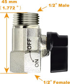 YOO.MEE Shut-Off Brass Ball Valve 1/2'' Standard Connections with Polished Chrome Finish