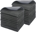 SINLAND Microfiber Dish Cloth Kitchen Washcloth Best Kitchen Cloths Cleaning Cloths Poly Scour Side 12"x12" 20Pack Dark Grey
