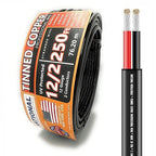 National Wire&Cable - 12/2 Tinned Copper Professional Wire (250 Feet) 12 AWG Gauge Stranded PVC Cord - 2 Conductor Electrical Wire - Made in USA - CL Rated/ETL Listed - Automotive, Low Voltage Cable